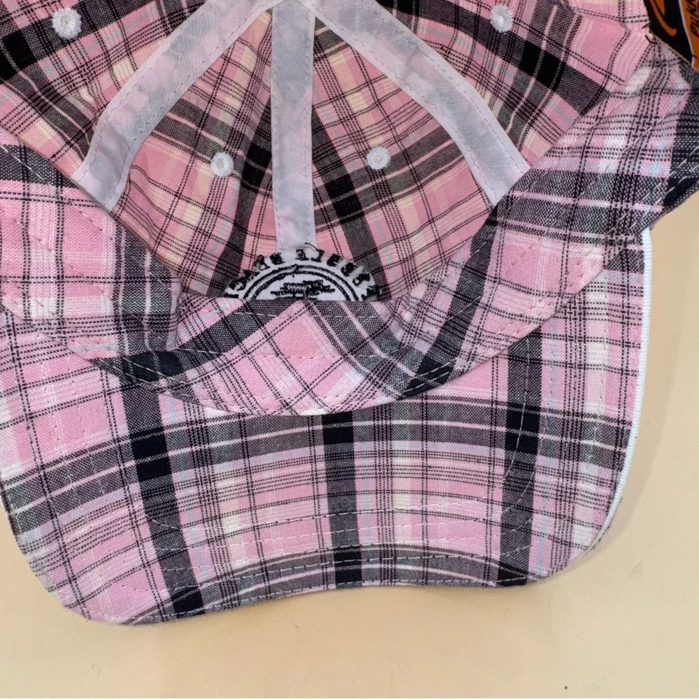 Pukka‎ Pebble Beach Embroidered Pink Plaid adjustable Baseball Cap, EUC